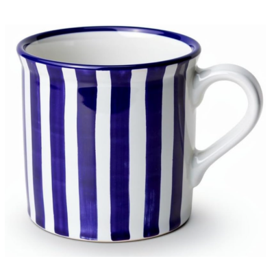 City to Cottage Handmade Dark Navy Blue Stripe Ceramic Extra Large 17.5oz/500ml