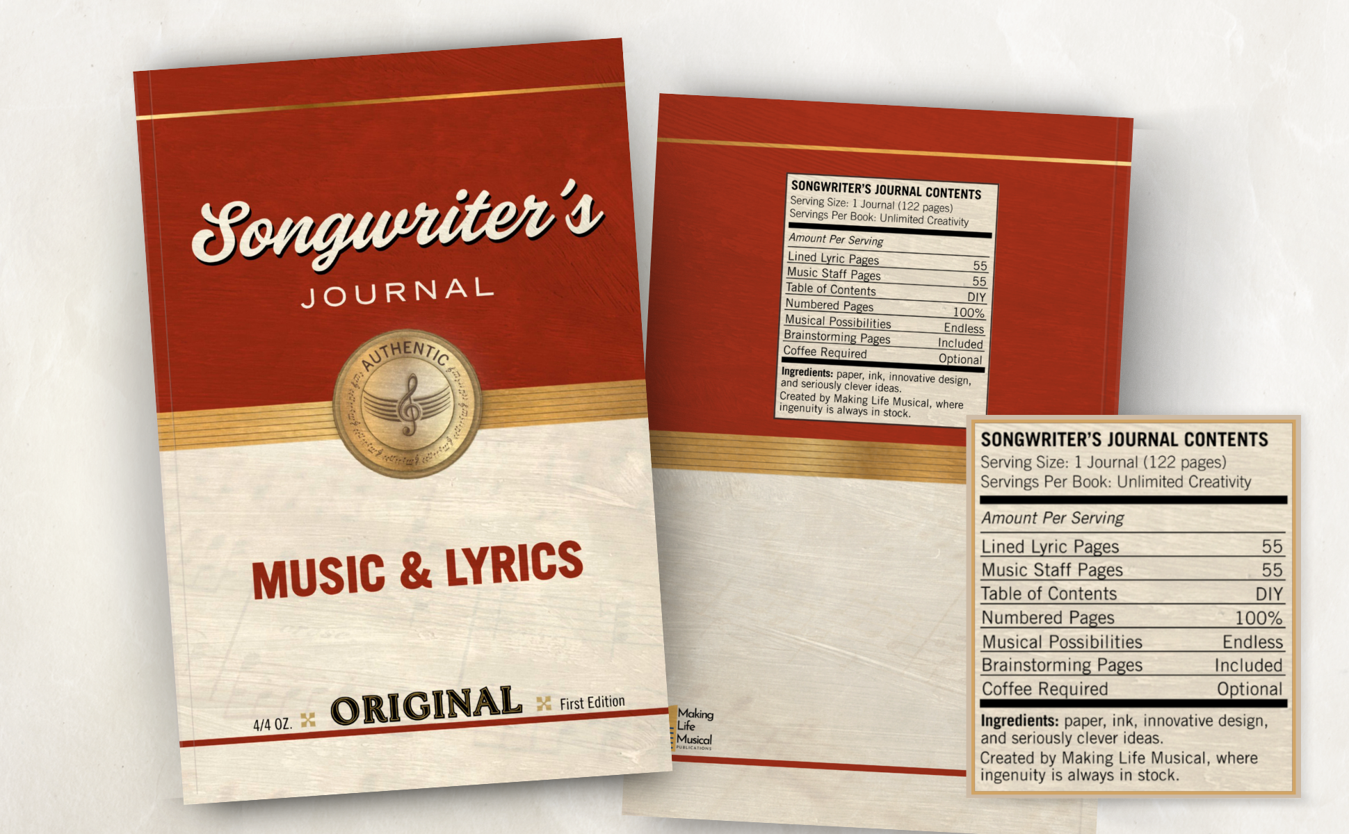 Music and Lyrics Songwriter's Journal - looks like a familiar vintage label - makes a fun unique gift at Christmas, holidays, birthdays