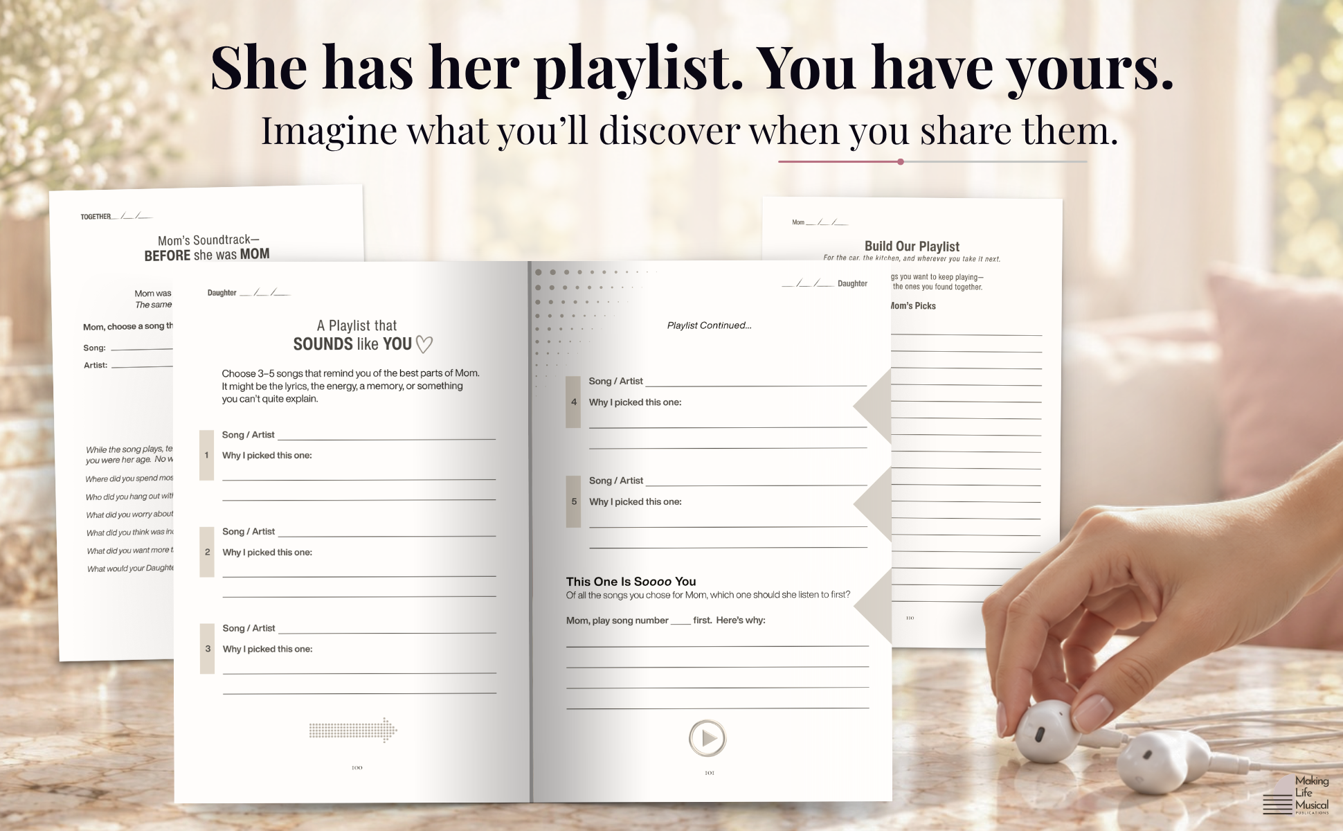 Mother daughter guided journal to share through songs and music
