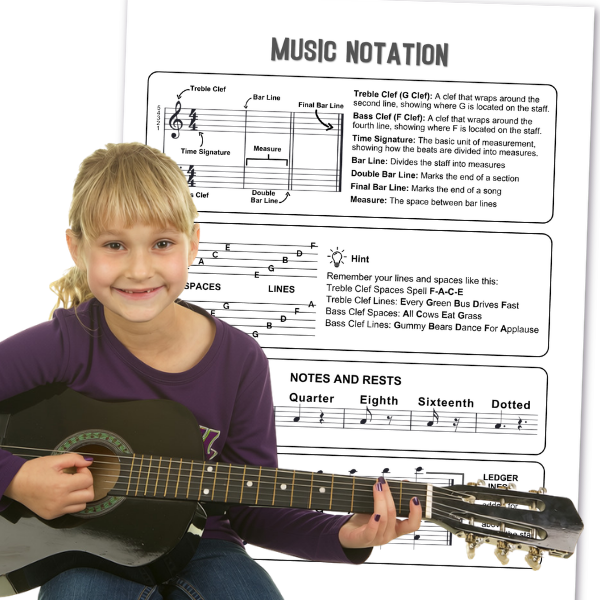 Songwriting Journal for Kids has a music notation guide for kids ages 8-12