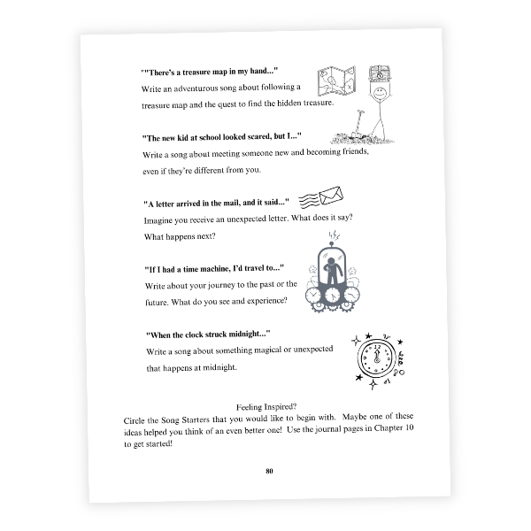 Songwriting for Kids ages 8-12 with over 25 song writing prompts to get started