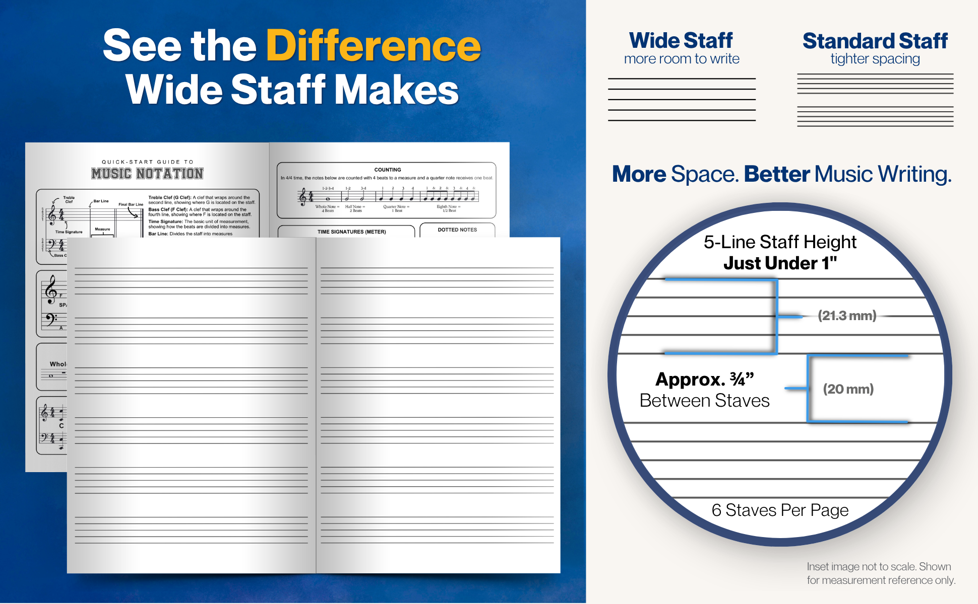 Wide Staff Music Manuscript Notebook