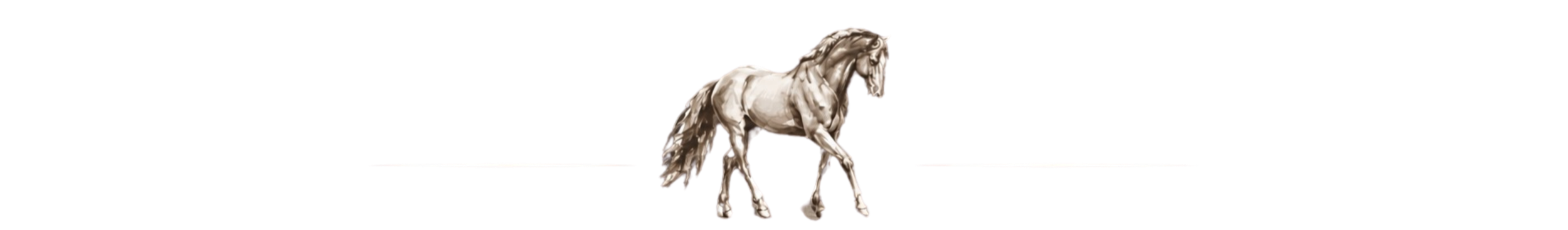 A logo of a company called 'Nostalgic' featuring a 3D silver horse standing on a rectangular gray base.
