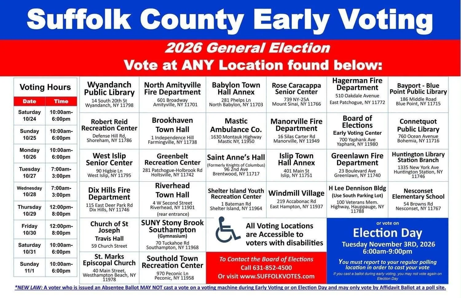 Early Voting (Times Vary)