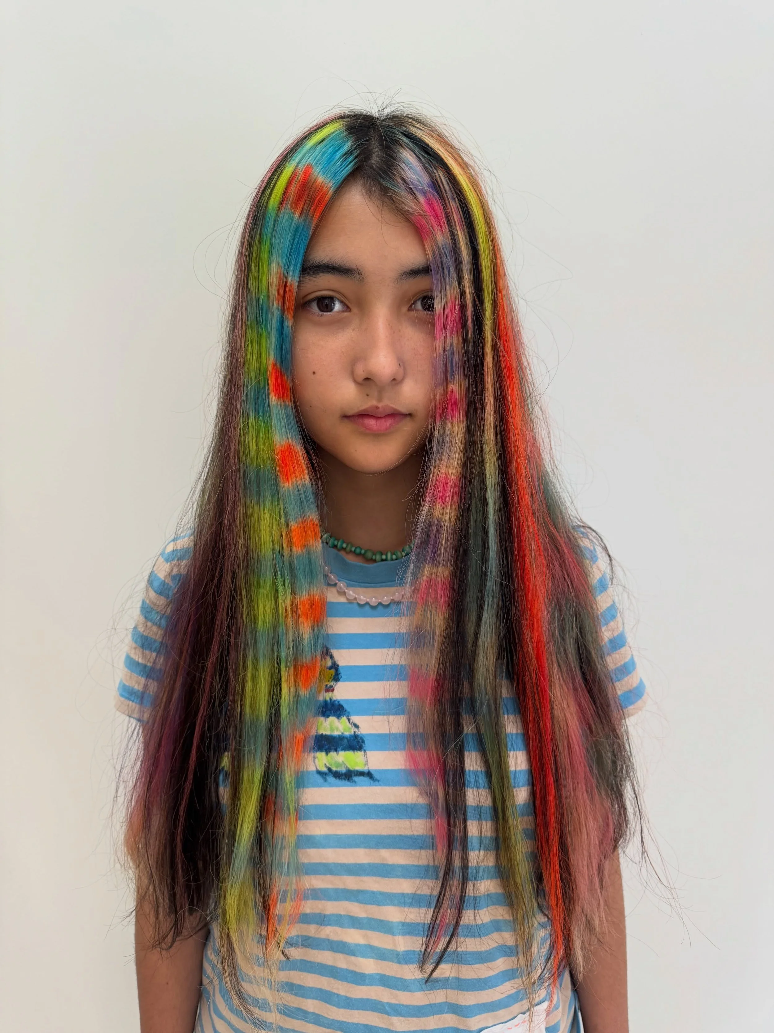 This talented artist!!! Ume came in for some pre-lightened panels (by Lisa) so that she could paint over them herself!! So inspired by her creativity🧑&zwj;🎨🎨🤩 #haircolor #bleach #hairart #althairstyle #losangeleshairsalon