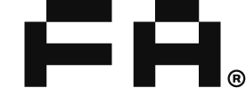 Logo with the letters 'FA' in black.