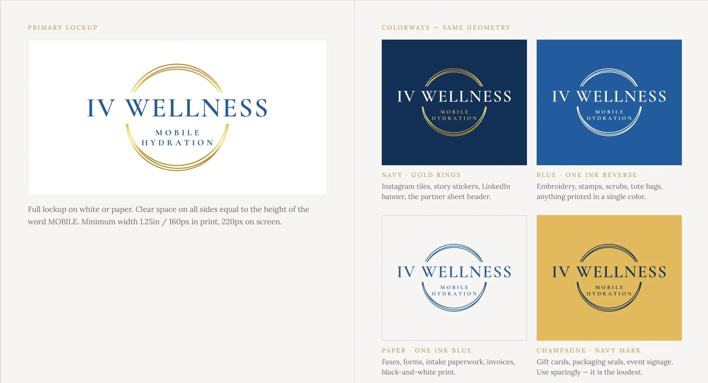 IV Wellness logo colorways brand board