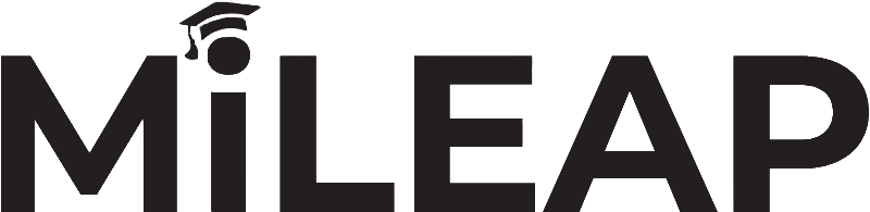 The logo of MileAP with a graduation cap on the letter 'i' in black text.