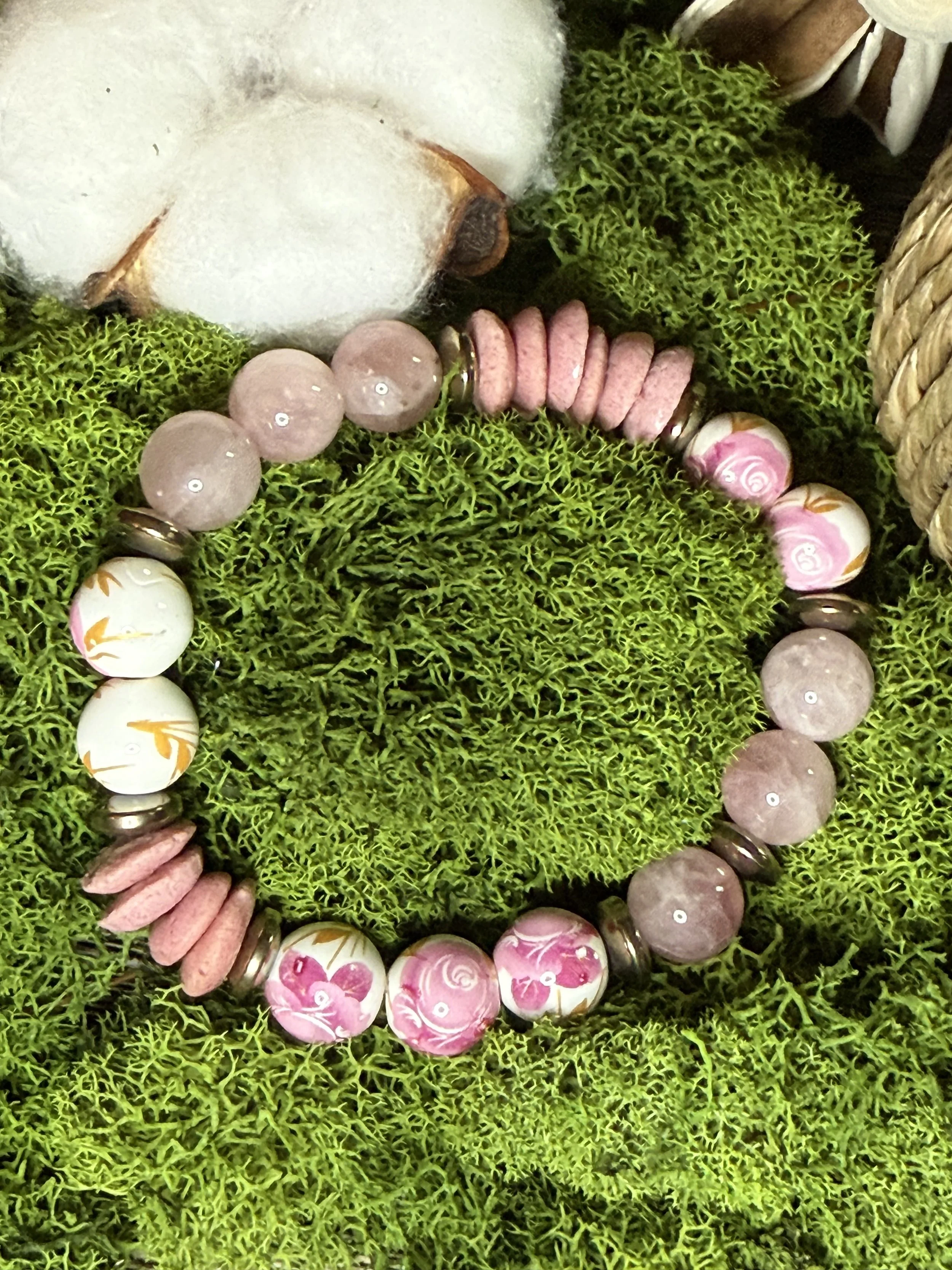 Exquisite Rose Quartz and Ashanti Bead Bracelet