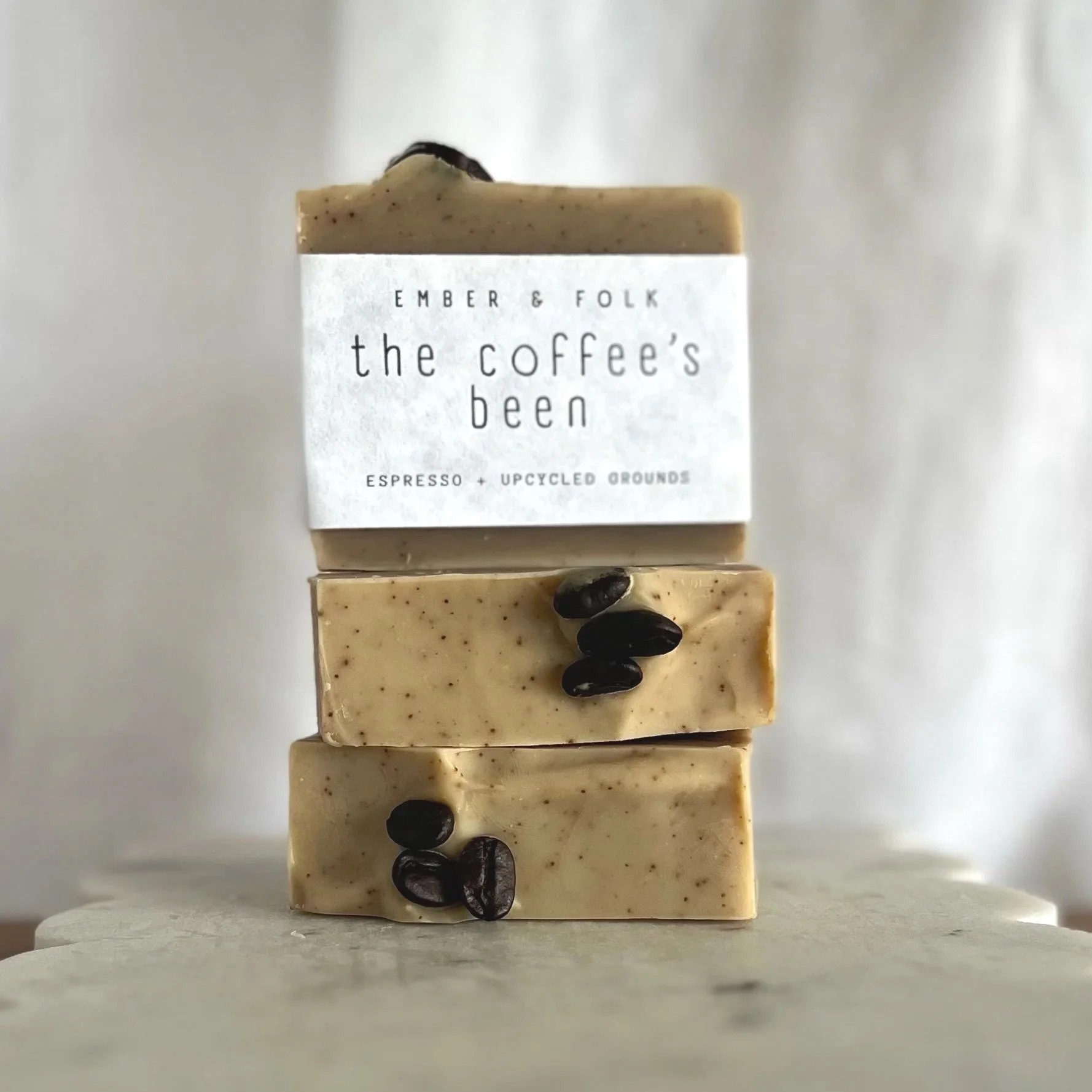 Artisan cold process soap with kaolin and coffee