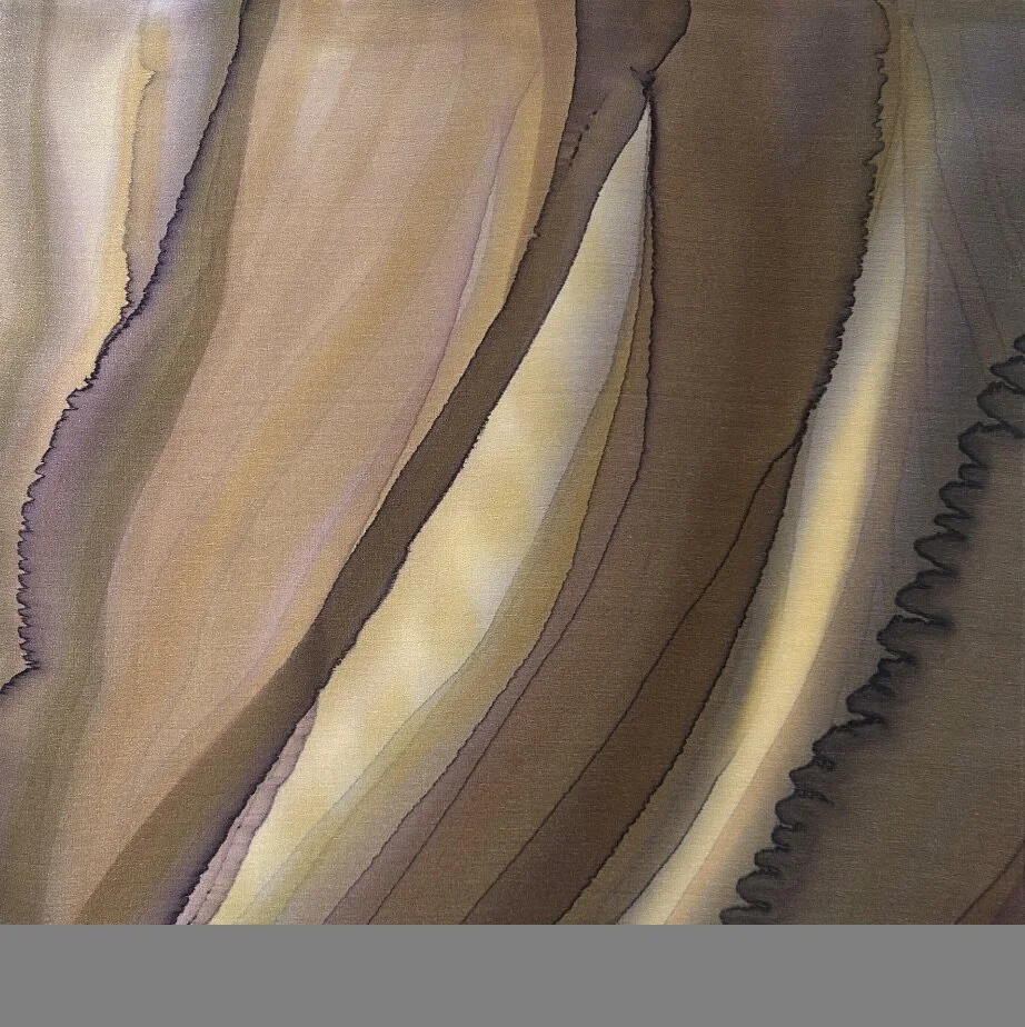 Grounded Earth — original silk painting by Lisa Rodarte, 14 × 14 inches