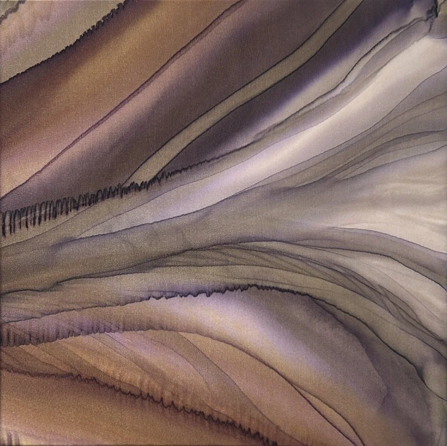 Grounded Spirit — original silk painting by Lisa Rodarte, 14 × 14 inches
