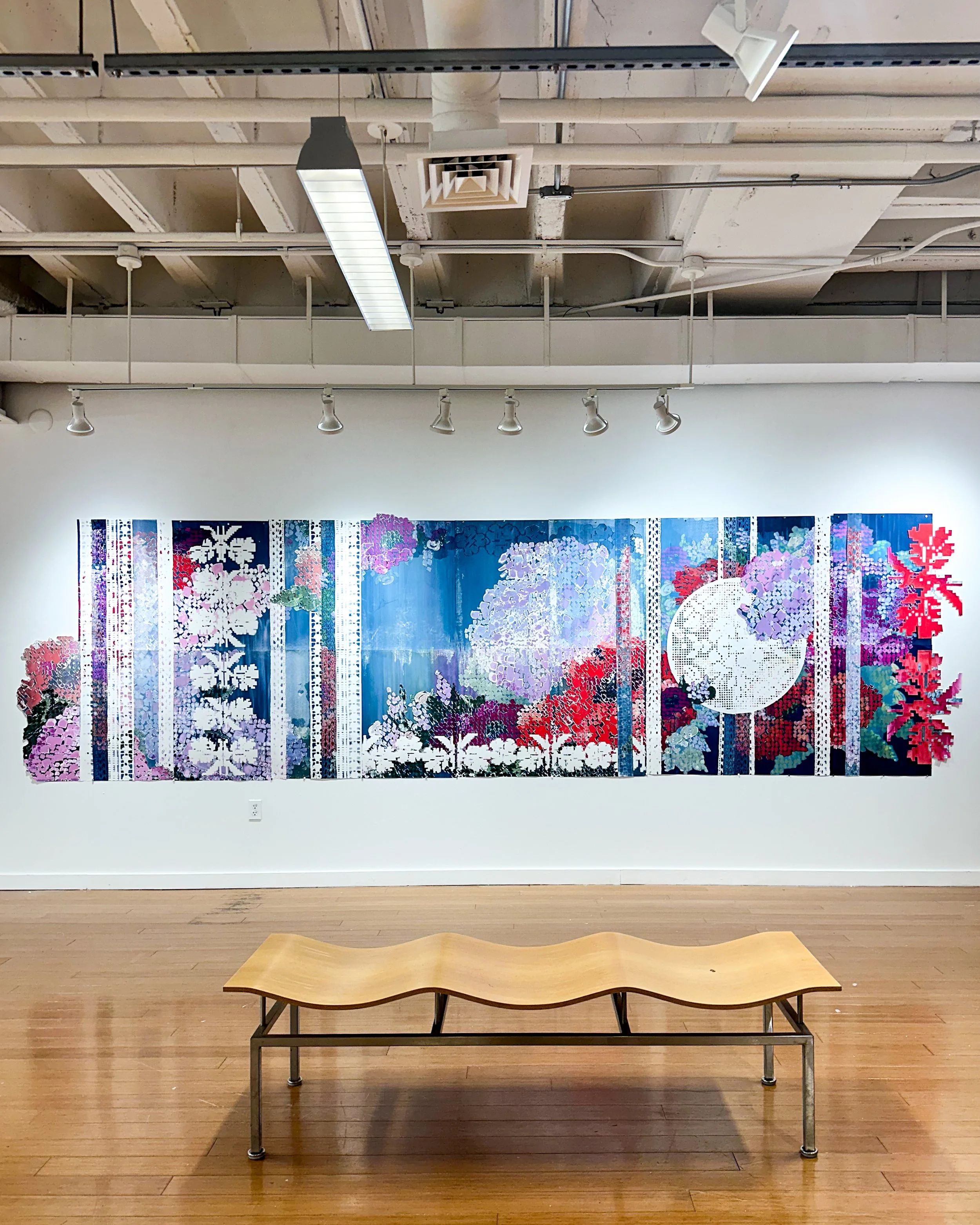 Tapestry Installation, Screenprint Monotype Collage, 65x224, 2026