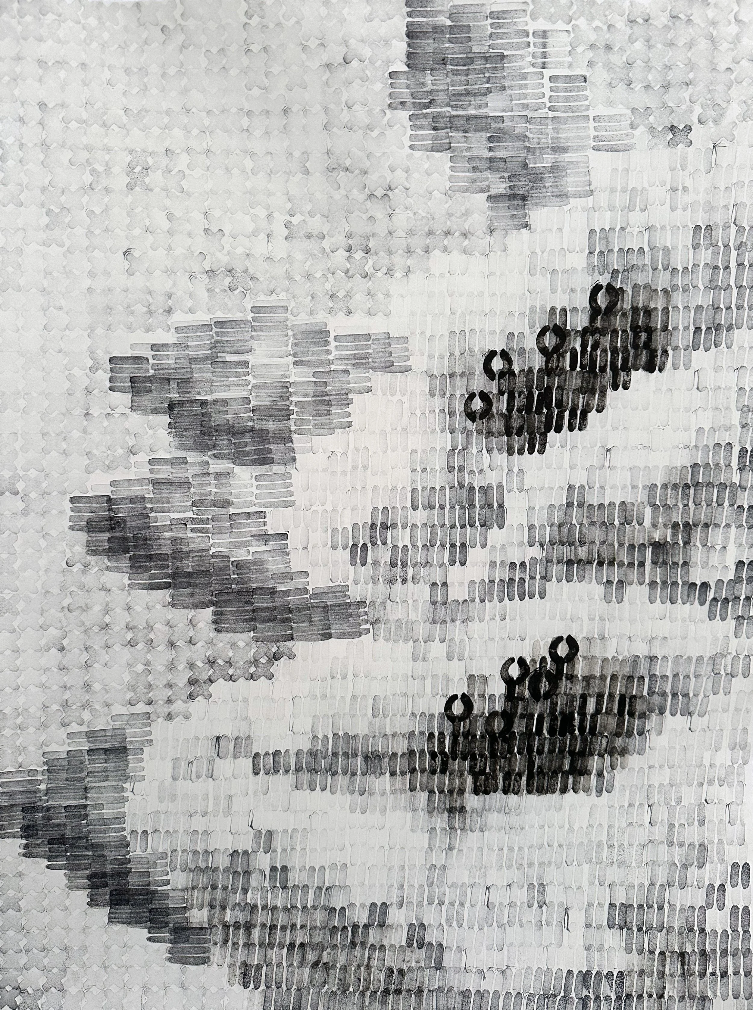 Floral Matrix, Stamped ink on paper, 30x22, 2026