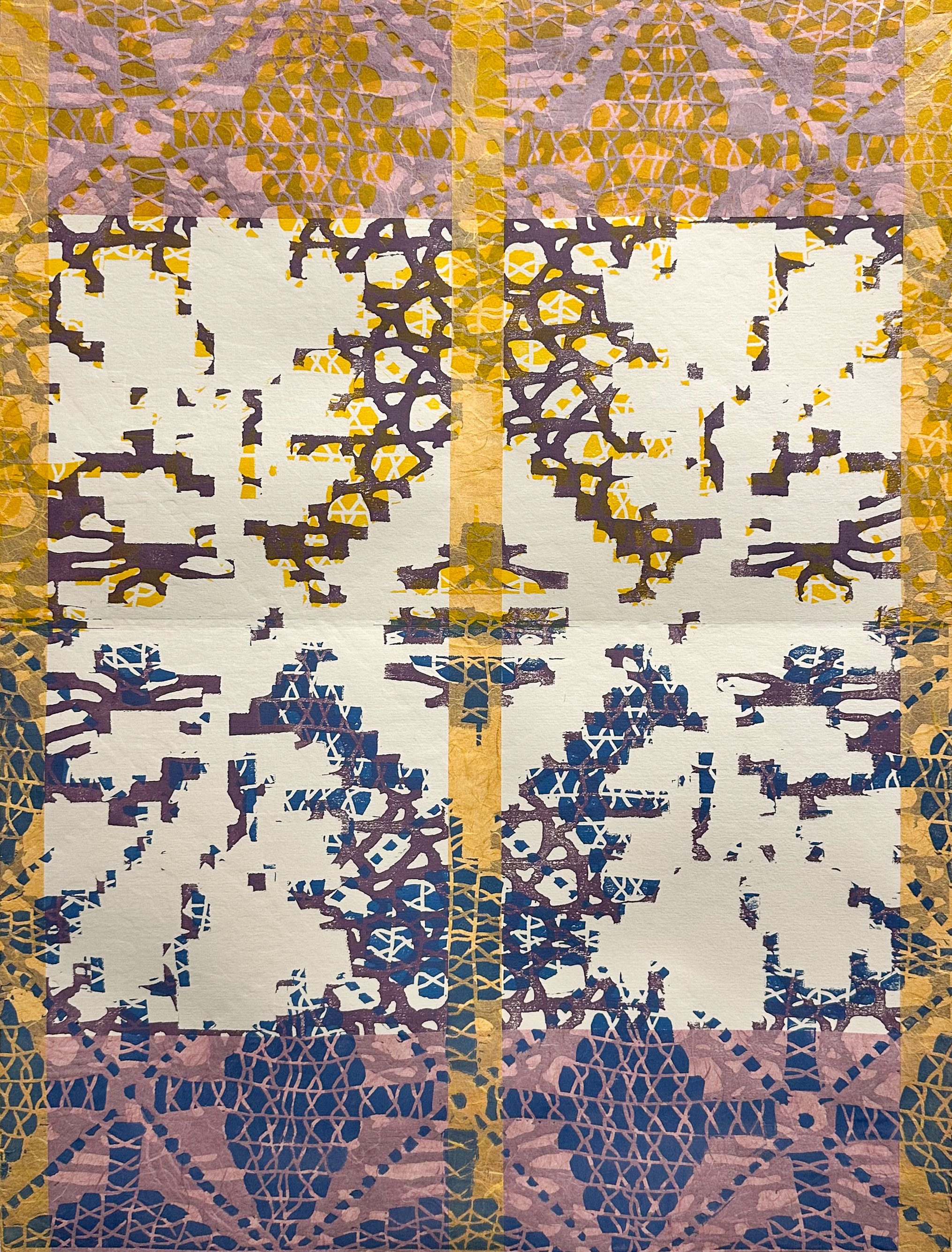 Plaid 1, Woodcut with Chine Colle, 24x18, 2026