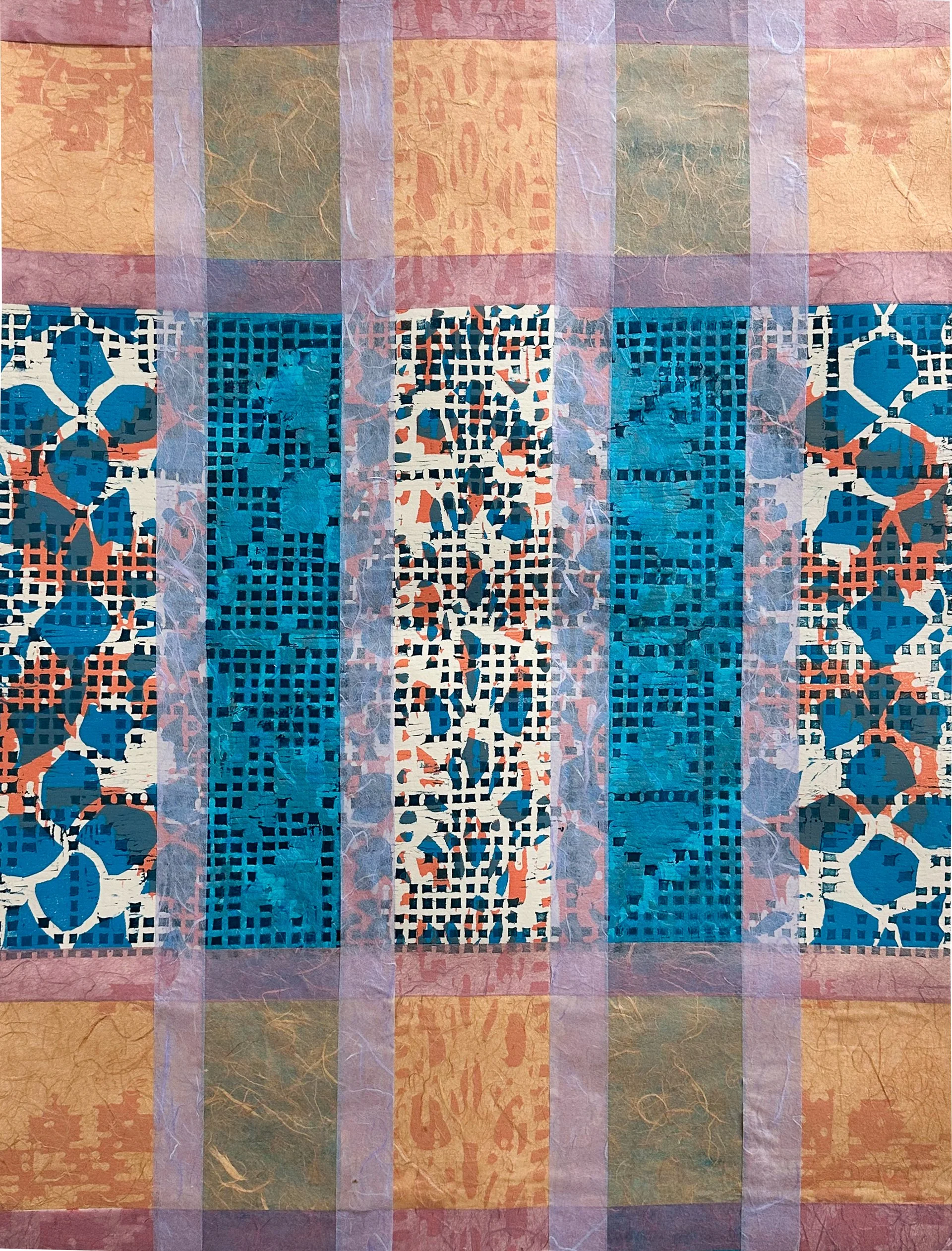 Plaid 5, Woodcut with Chine Colle, 24x18, 2026