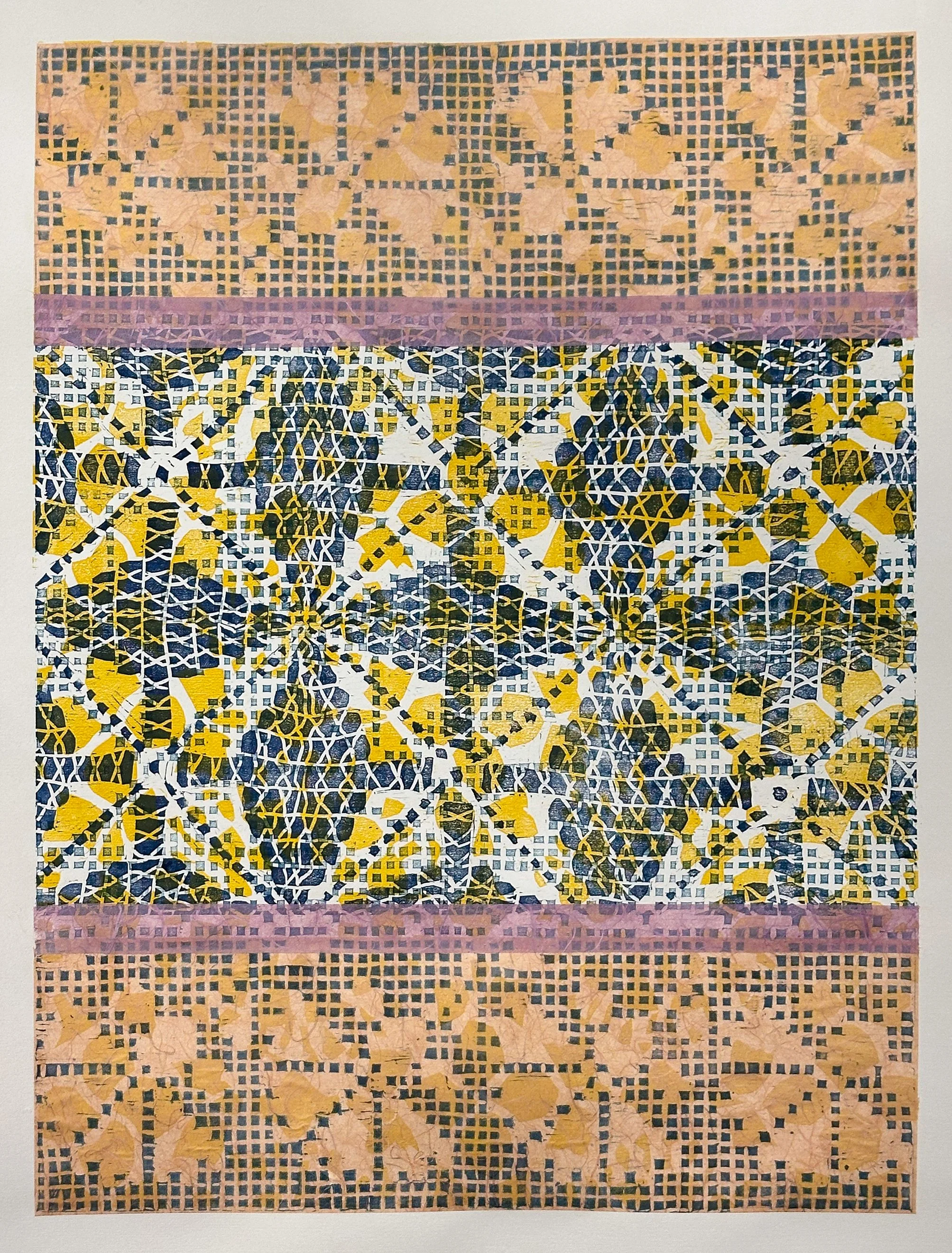 Plaid 4, Woodcut with Chine Colle, 24x18, 2026
