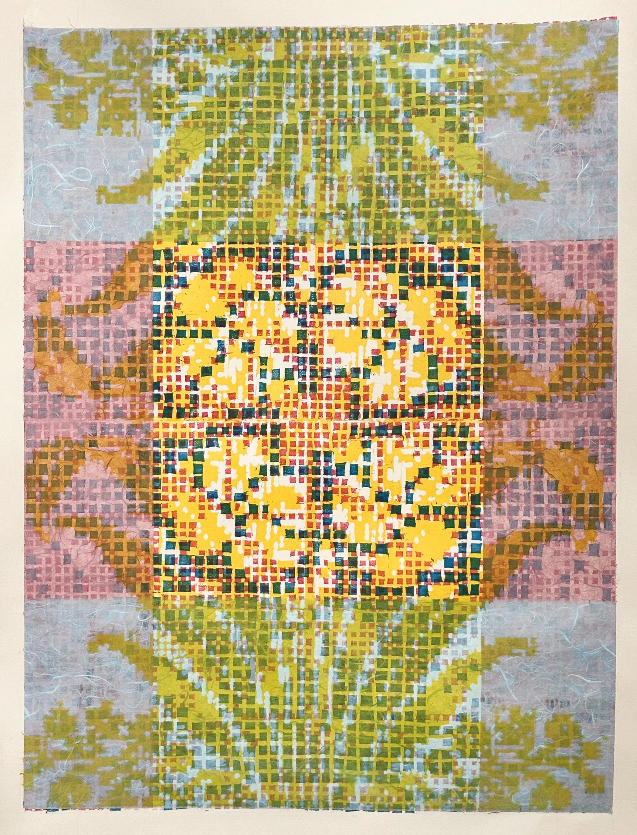 Plaid 3, Woodcut with Chine Colle, 24x18, 2026