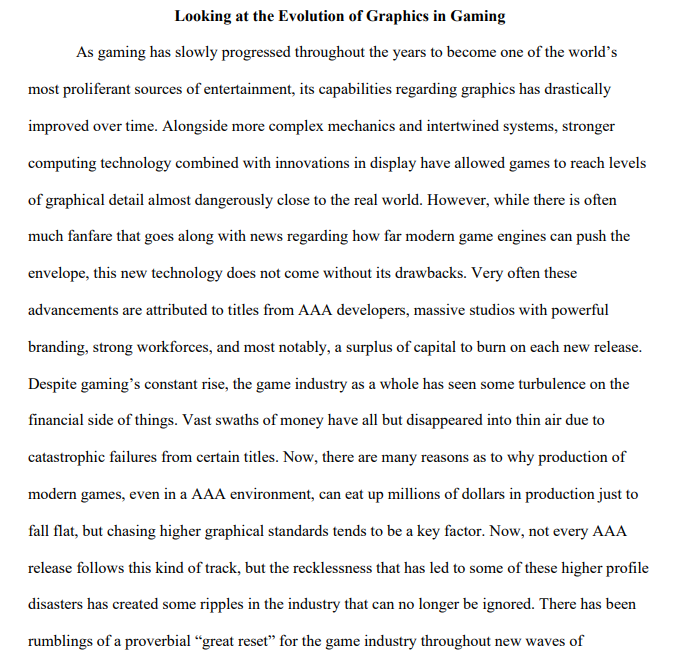Research Essay on the Games Industry