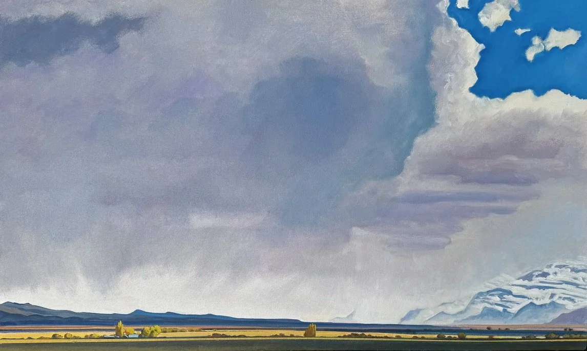 Landscape painting by California artist Michael Drury featuring an expansive sky above the horizon, presented by Rubi Gallery in Santa Barbara, California