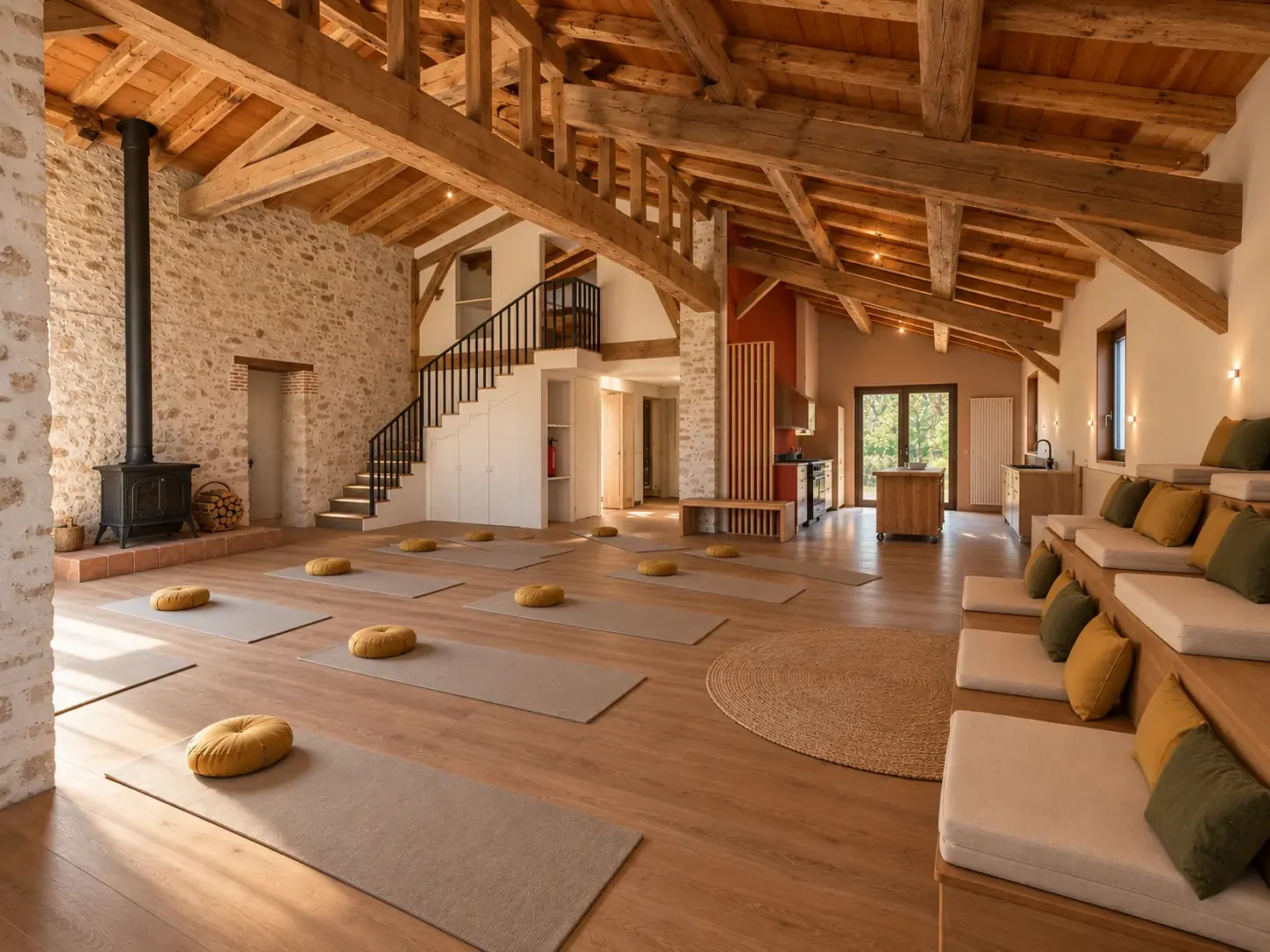 Aménagement d'un espace professionnel et tertiaire avec salle de formation, séminaire et activité corporelle par le cabinet DMB&CO en Sud-Gironde.