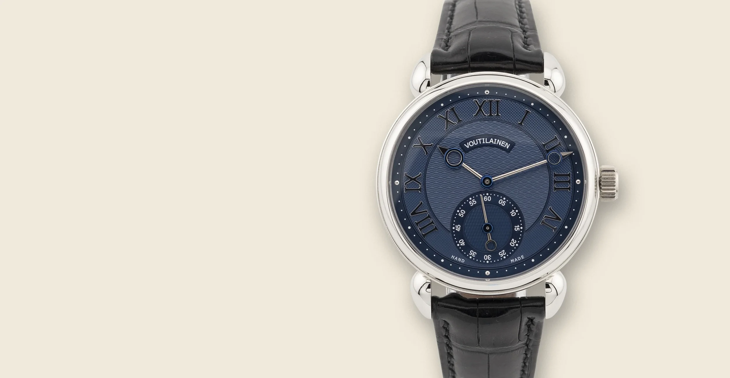 luxury wristwatch with a blue face