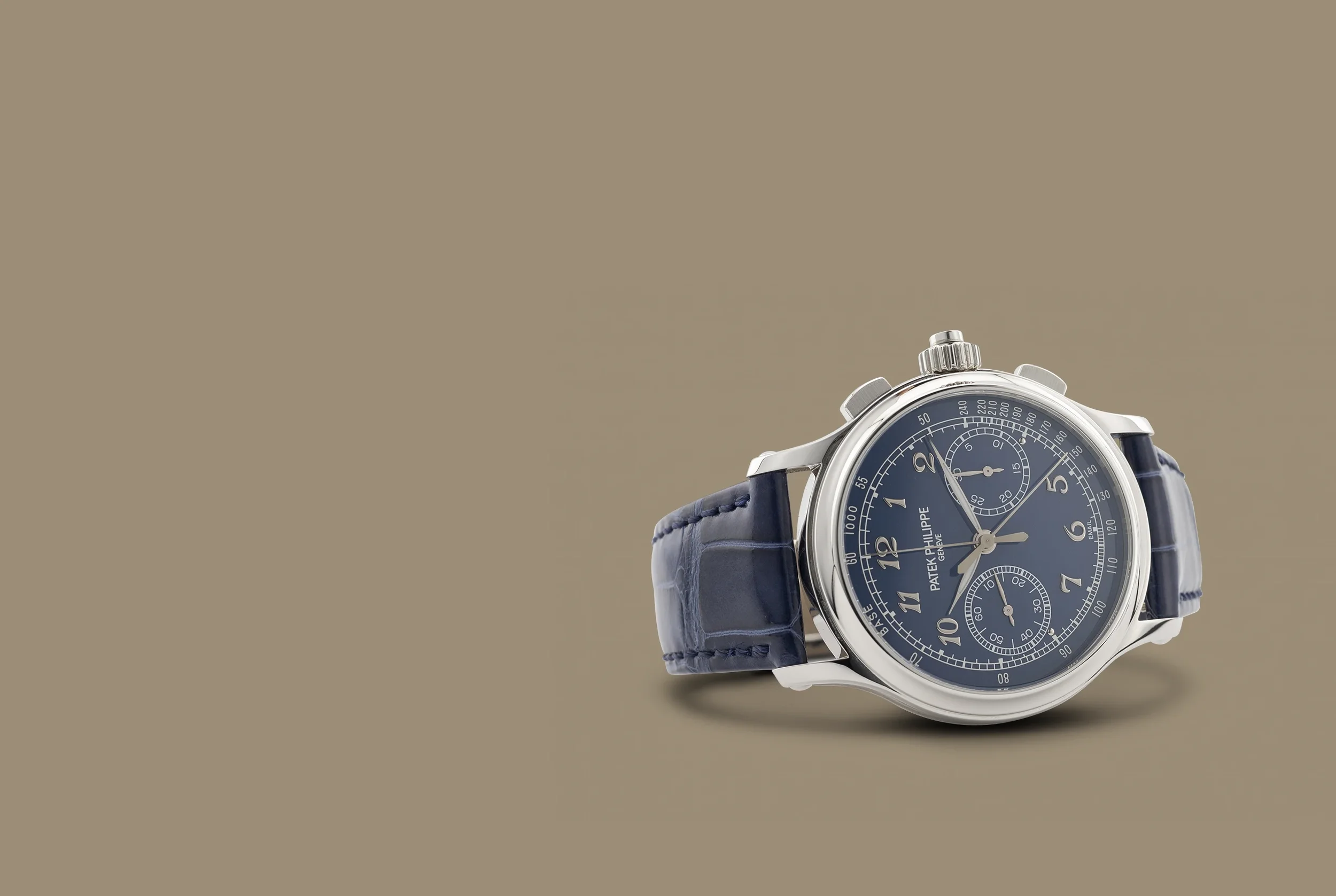luxury wristwatch with a blue dial
