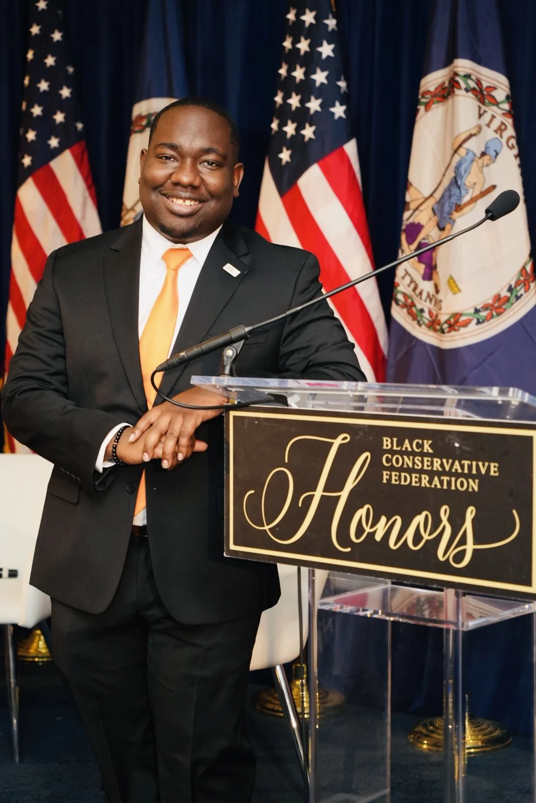 Diante Johnson at the Black Conservative Federation Honors podium