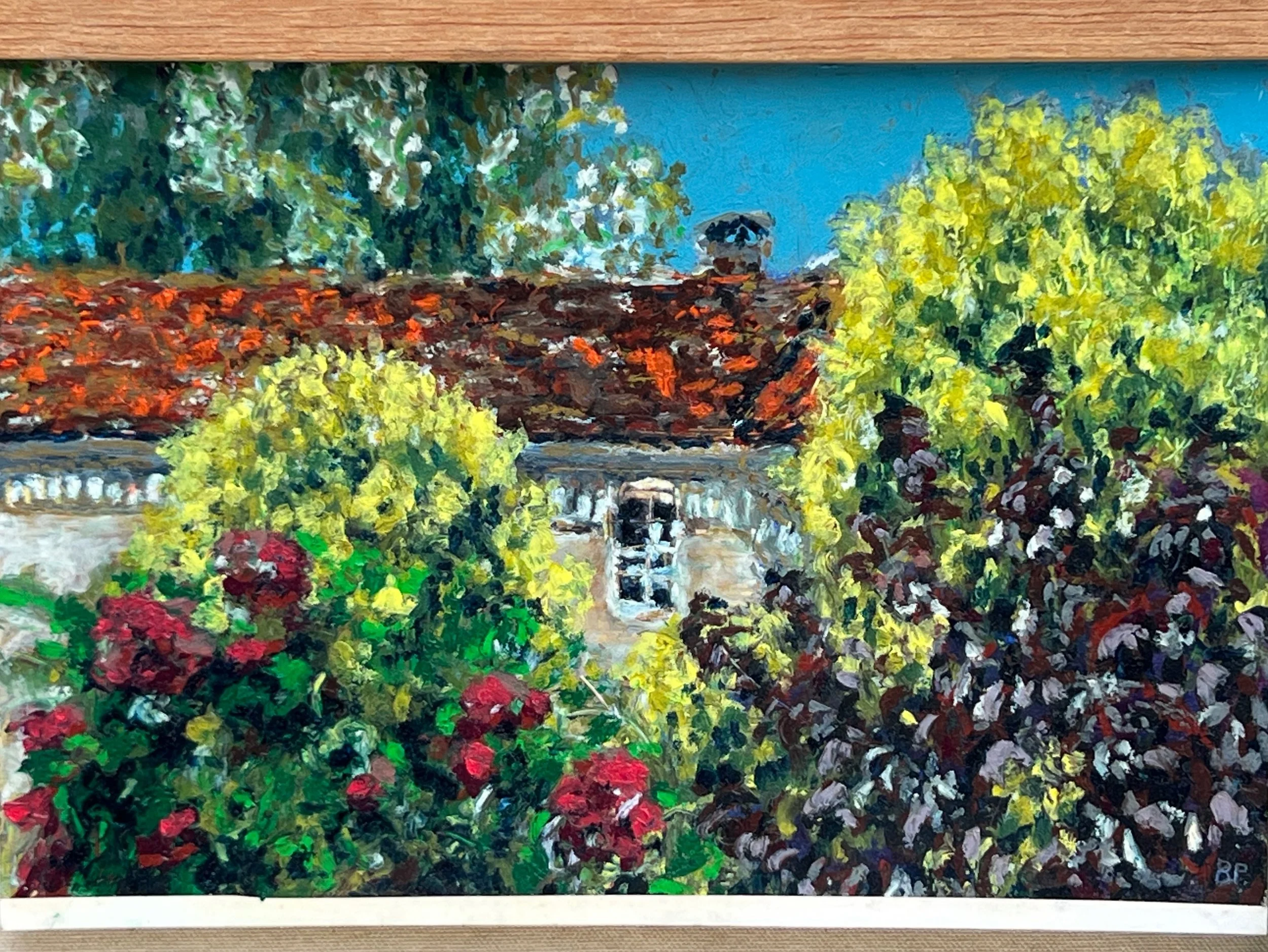 Heatwave
Oil pastels on paper
Whatever size a4 paper is cm

Had a great time doing this painting (yes I&rsquo;m calling it a painting even though there was no paintbrush involved) of our family friend Richard&rsquo;s house that we visited down in Fra