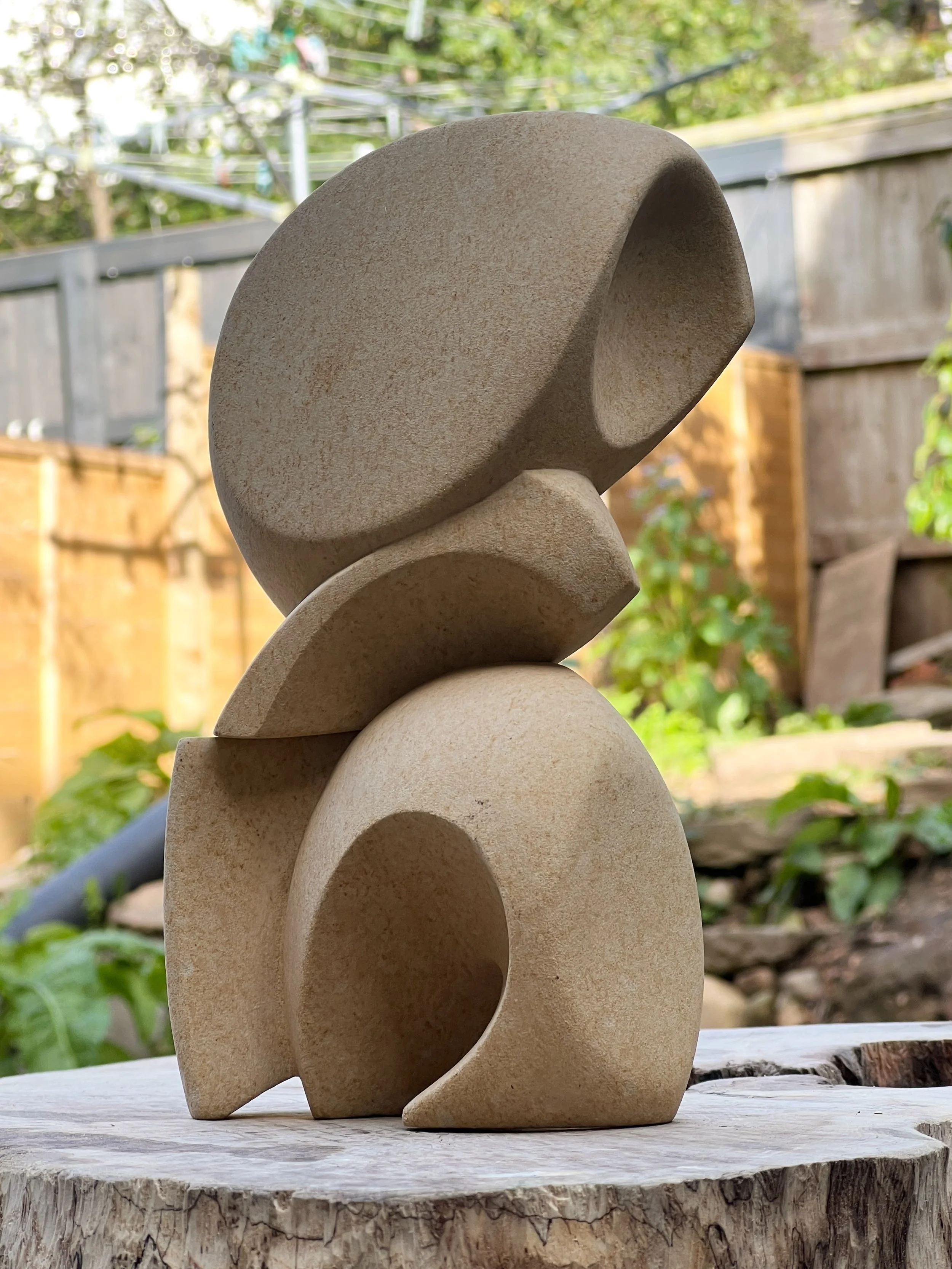 I love making something that feels different from every angle,  this sculpture somehow materialised from my mind over the last two days, it was made with a very soft sandstone kindly gifted to me by @alanward3333, so I was able to use basic wood chis