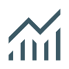 Outline of a bar graph with arrow above showing upward growth