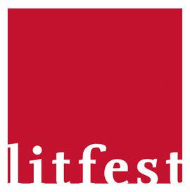 Lancaster LitFest logo: Red background with white text that reads 'litfest'.