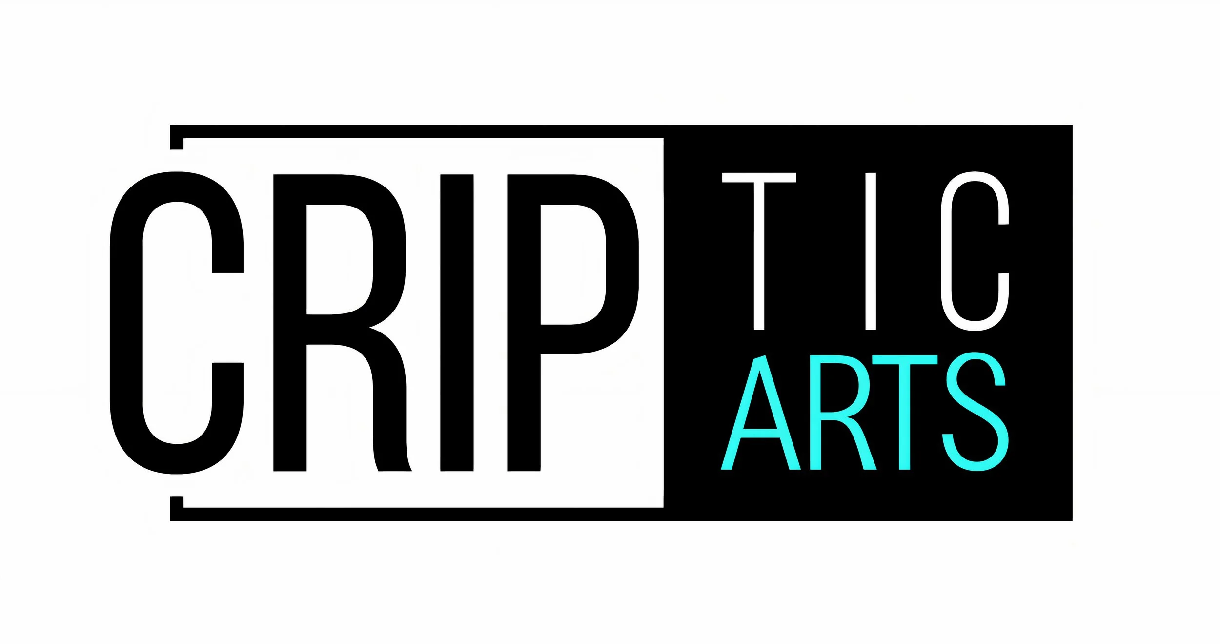 Logo for Cryptic Arts with the word 'CRIPtic' in large black letters and 'ARTS' in smaller cyan letters, partially enclosed in a rectangular border.