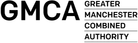 Logo of Greater Manchester Combined Authority with the acronym GMCA and the full name written vertically on the right