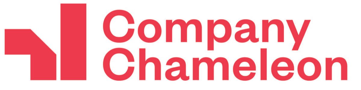Red logo with a stylized pyramid shape to the left and the words "Company Chameleon" in bold red letters to the right.