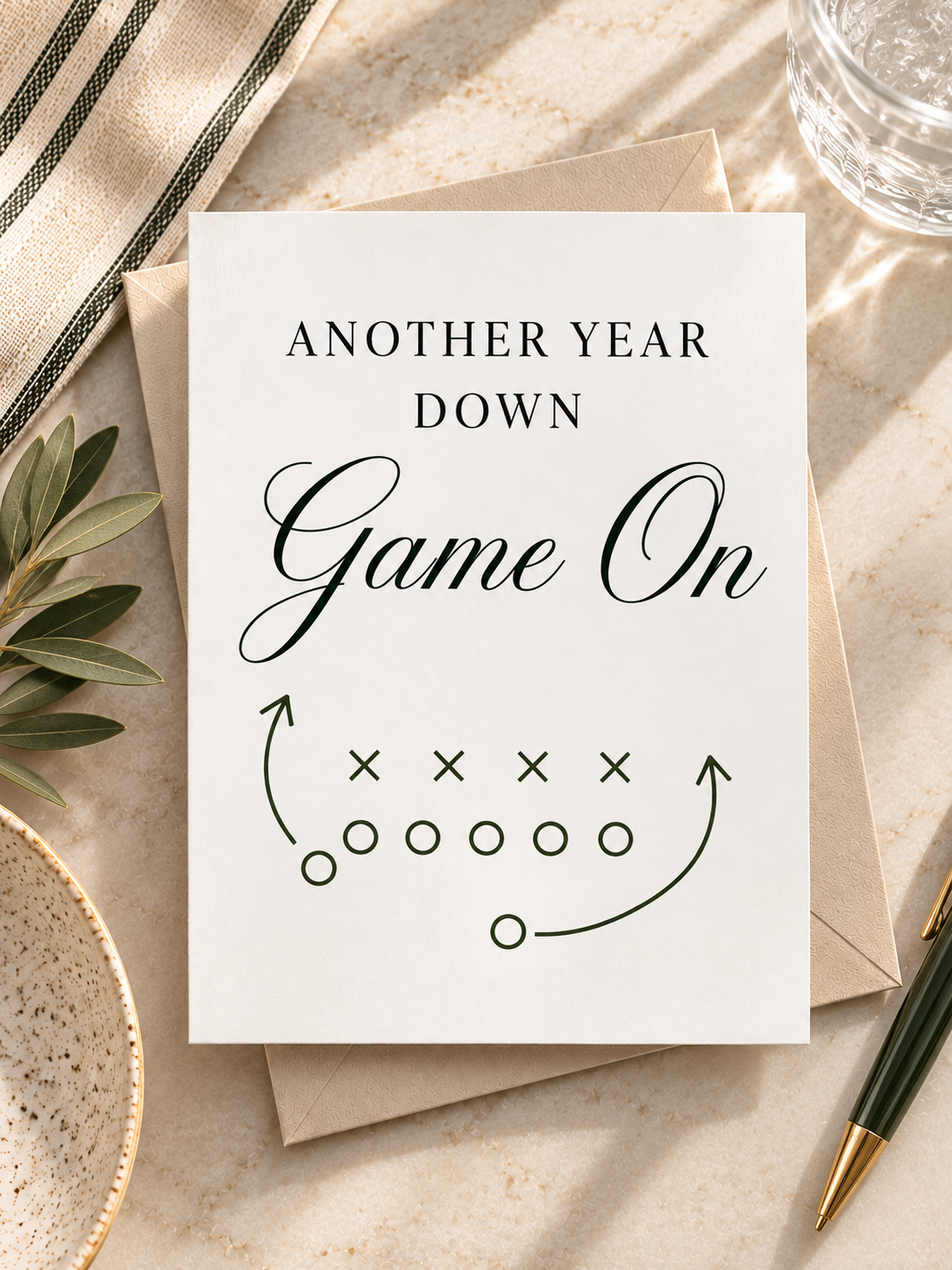 Another Year Down, Game On – Football Greeting Card
