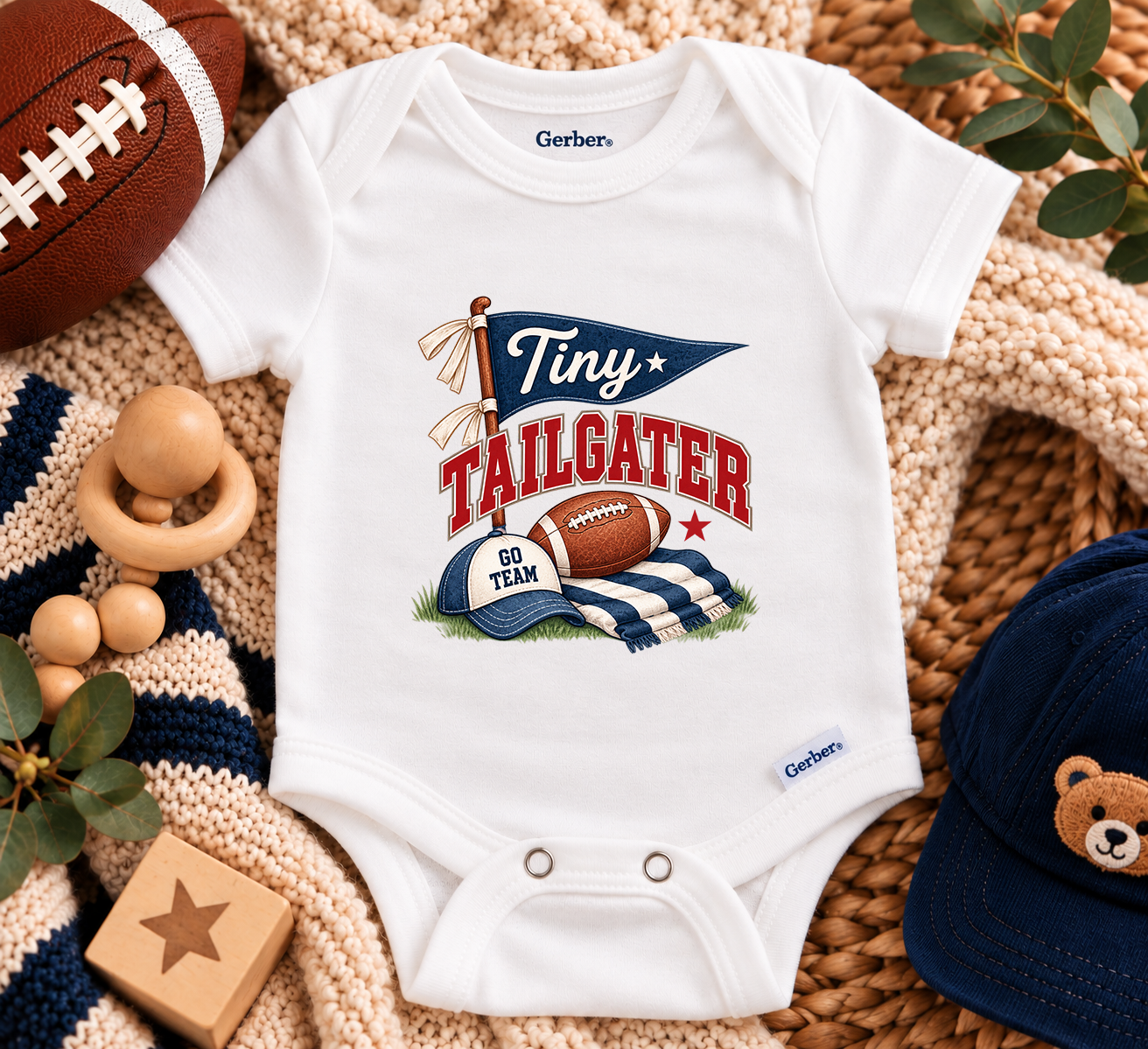 Tiny Tailgater Baby Onesie