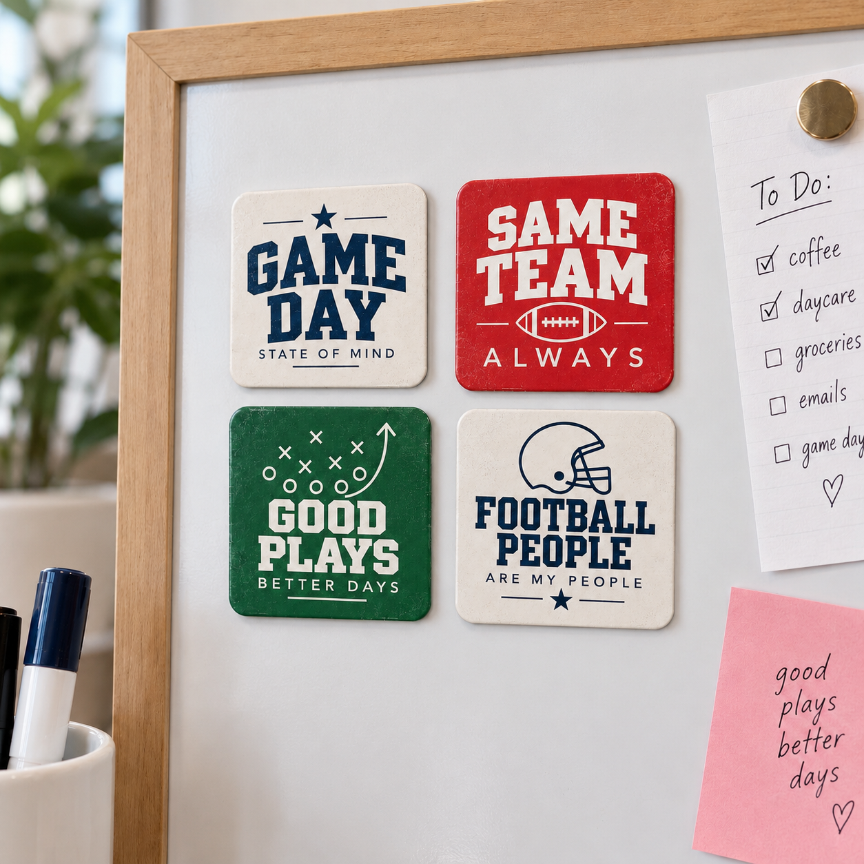 Game Day Football Magnets - Set of 4