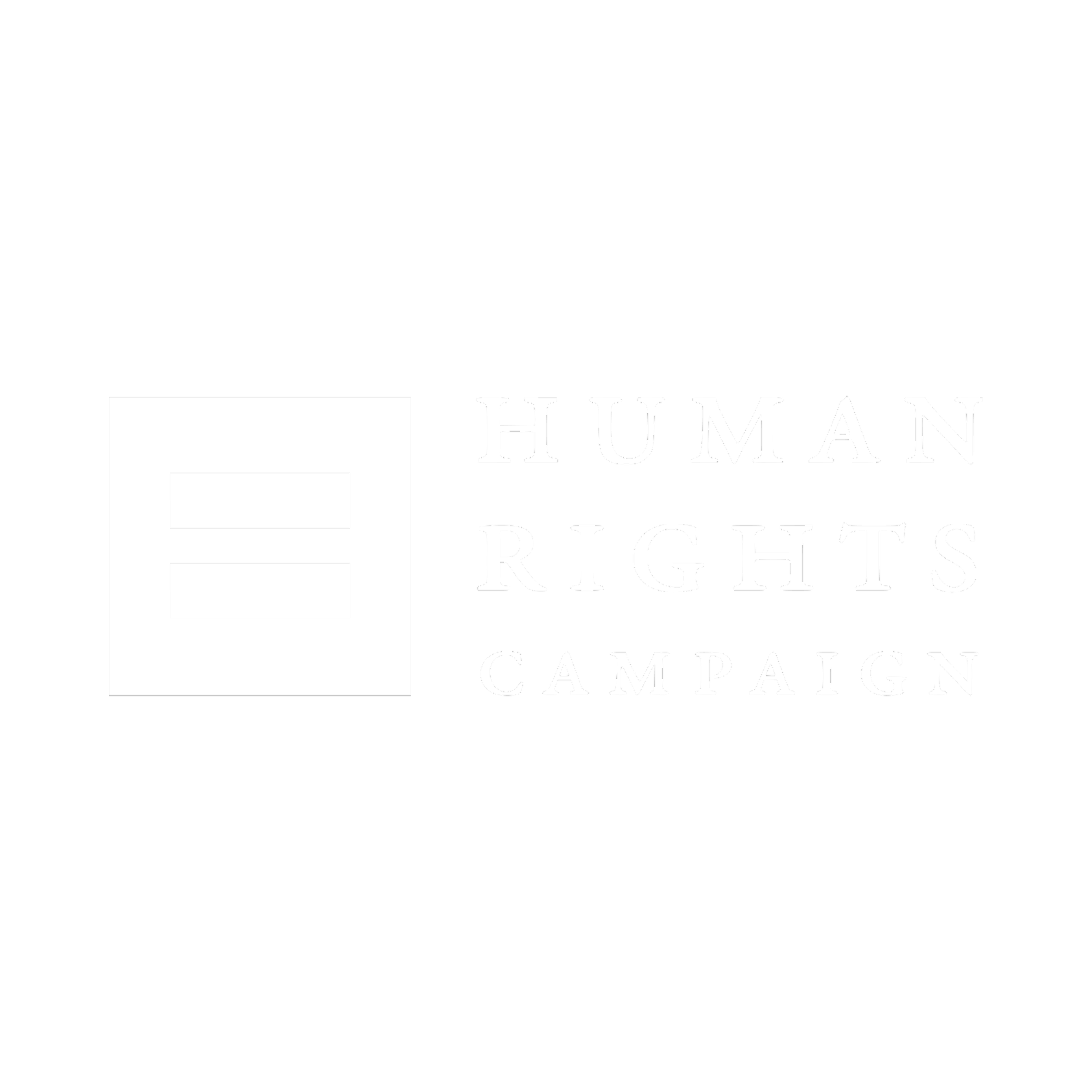 White Human Rights Campaign logo on a transparent background