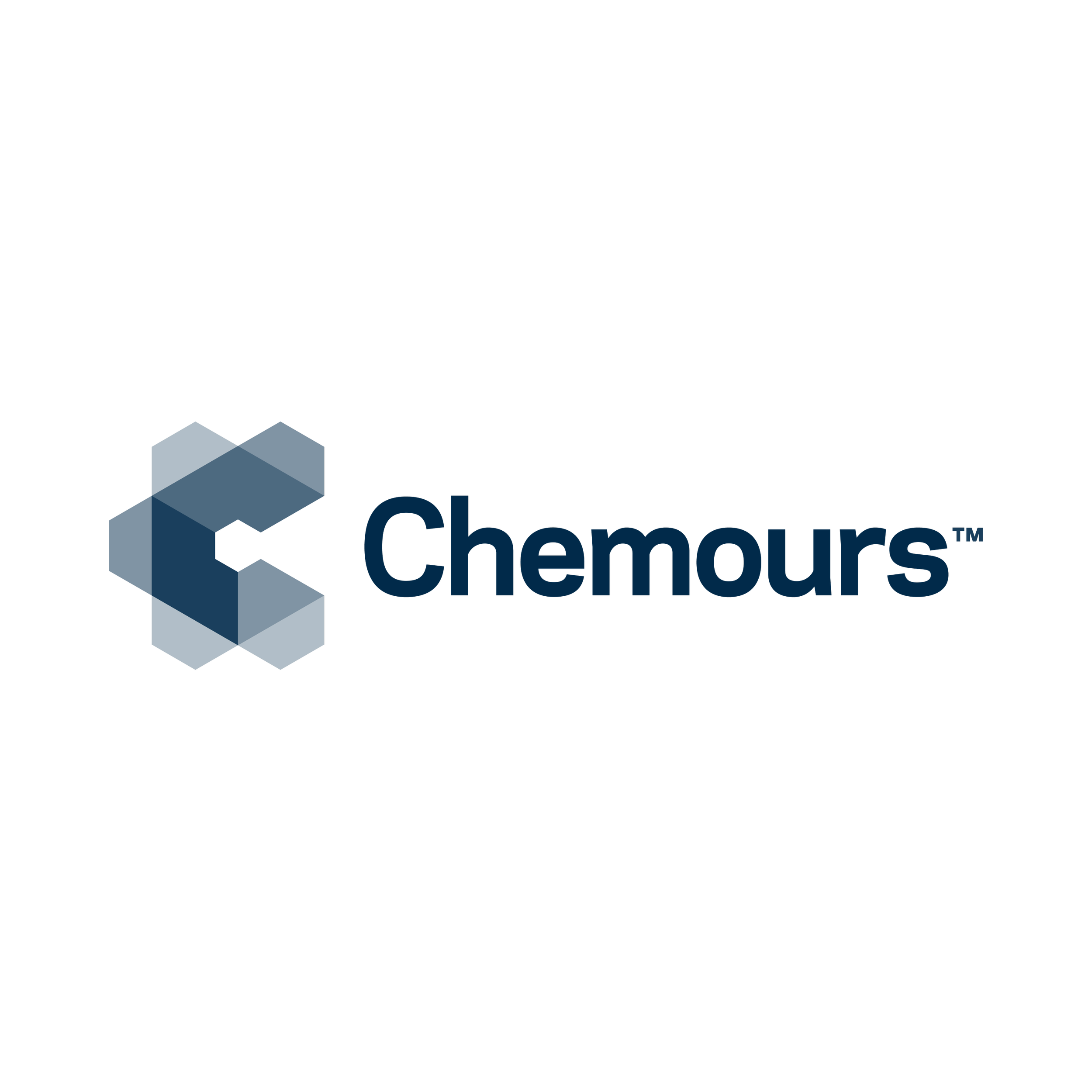 Chemours logo with blue geometric emblem and wordmark on a white background