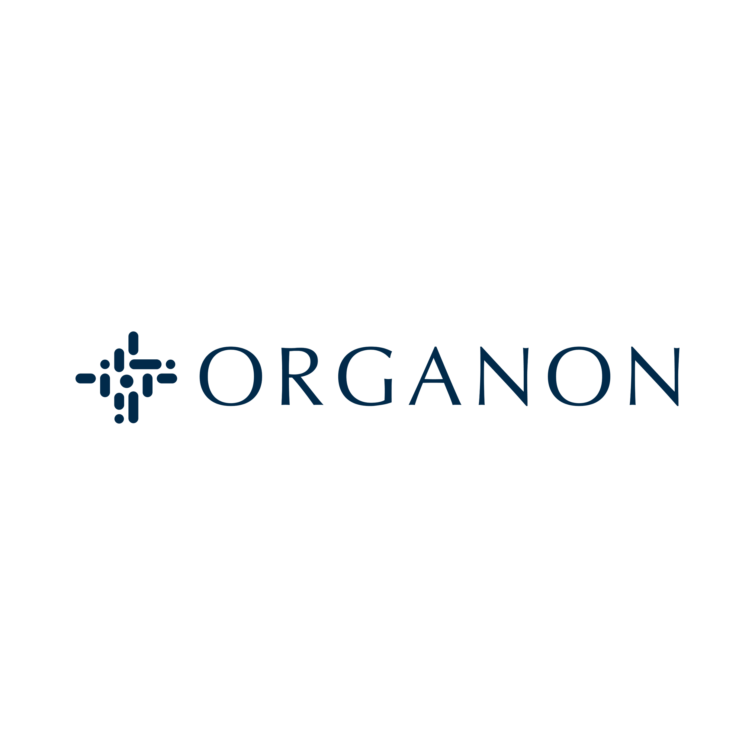 Organon logo in dark blue on a white background
