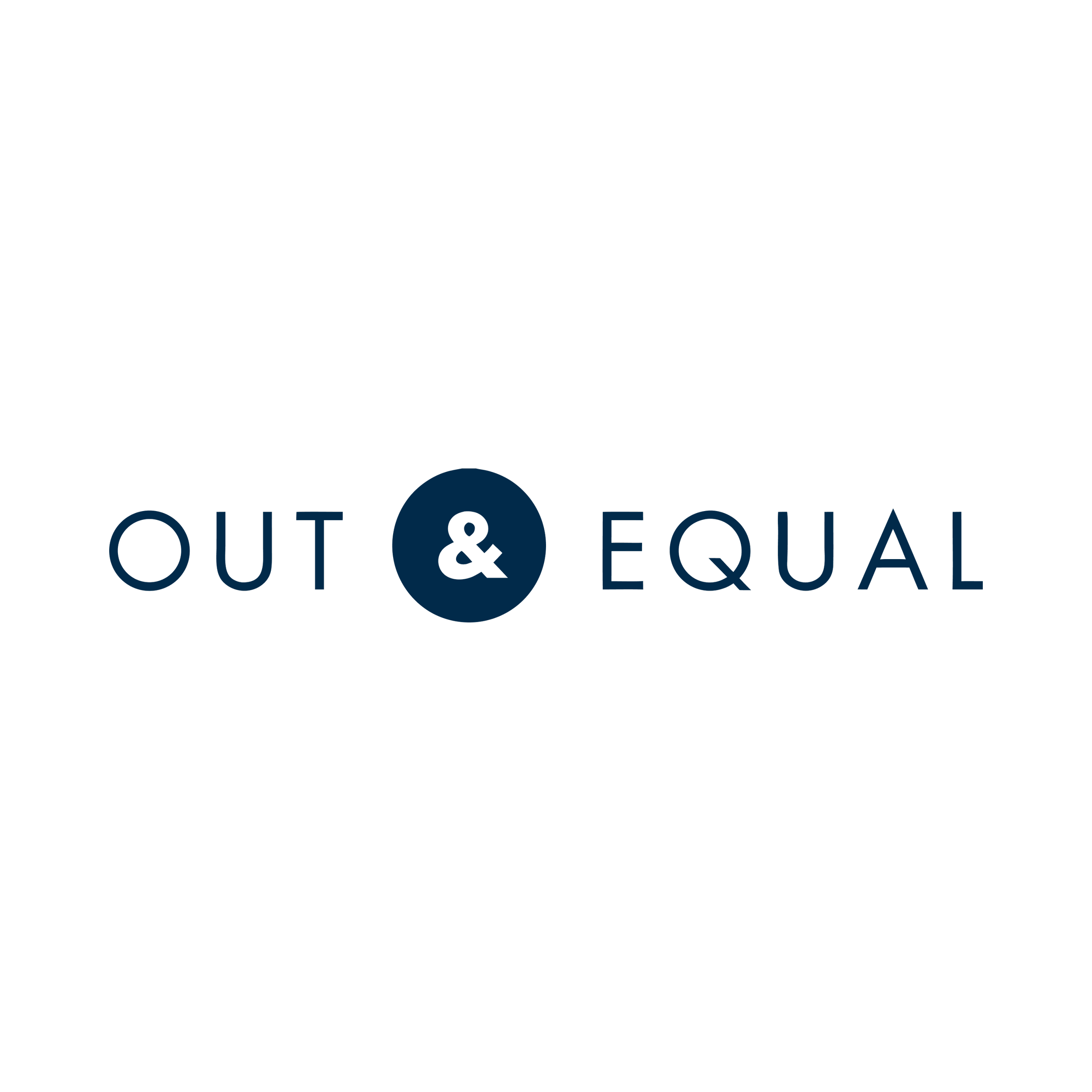 OUT & EQUAL logo in dark blue on a white background