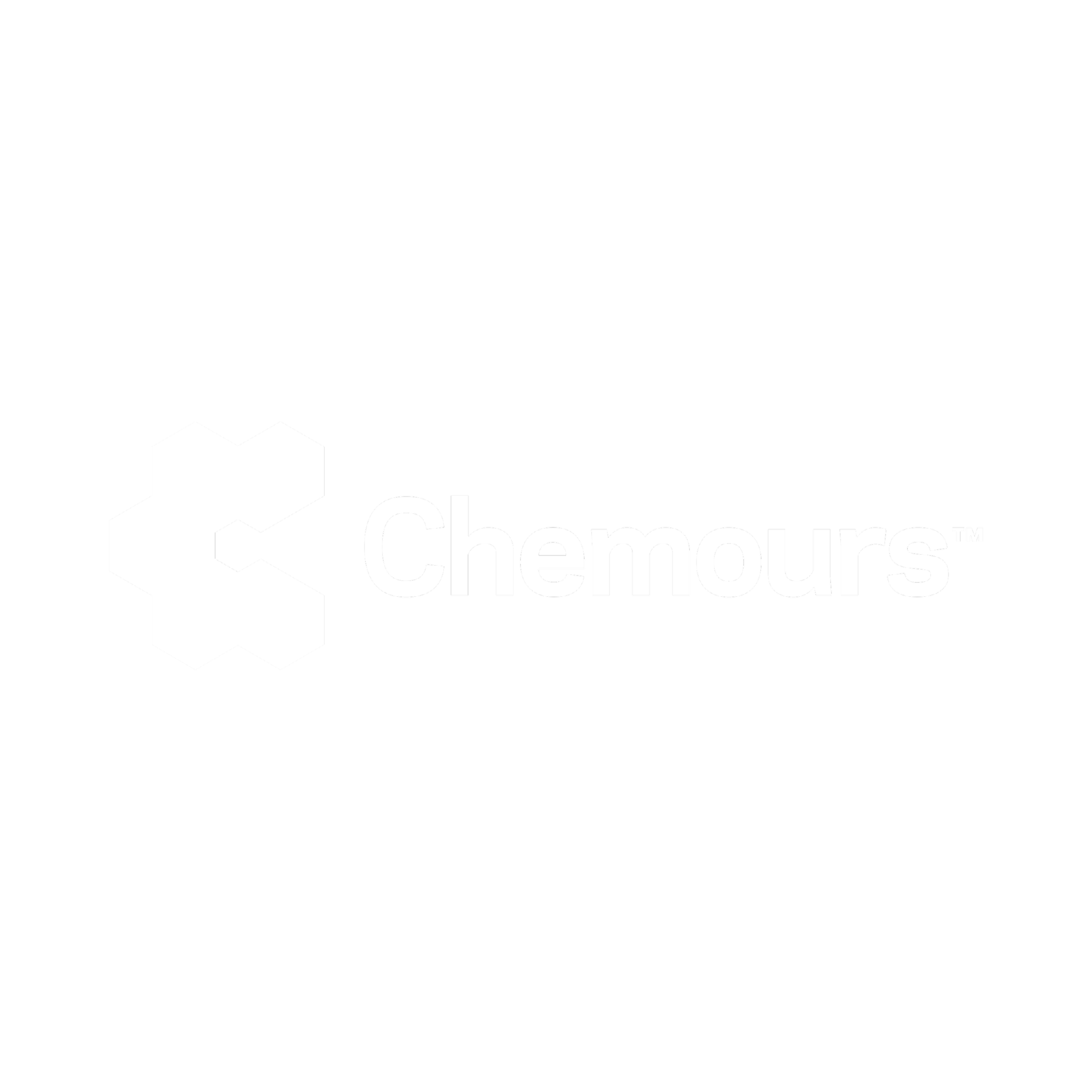 White Chemours logo and wordmark on a transparent background