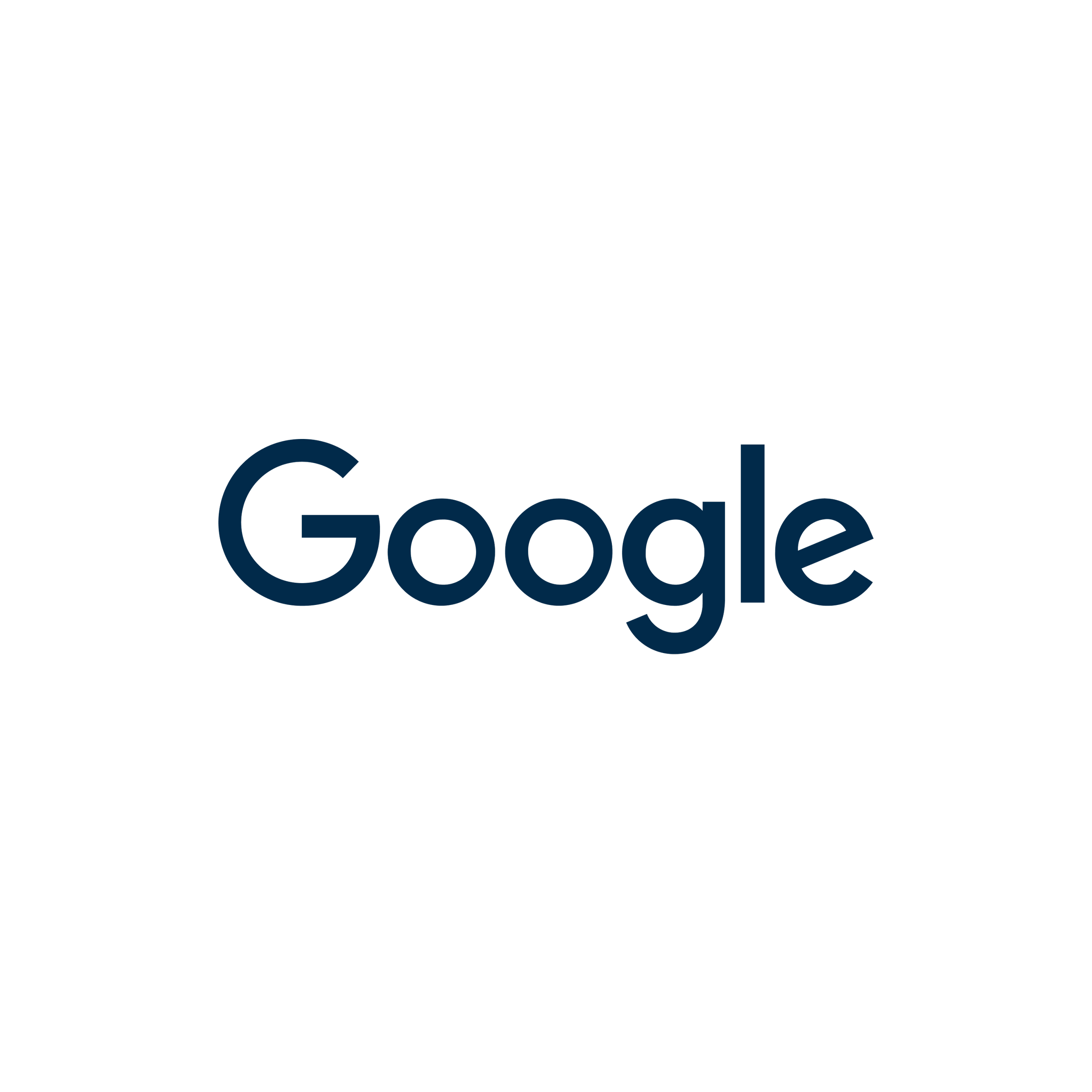 Google logo in dark blue on a white background