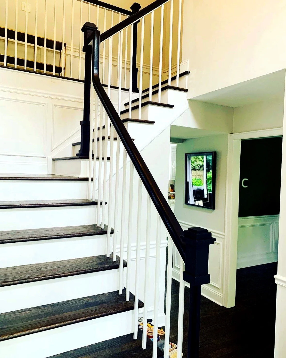 White spindles, black rail