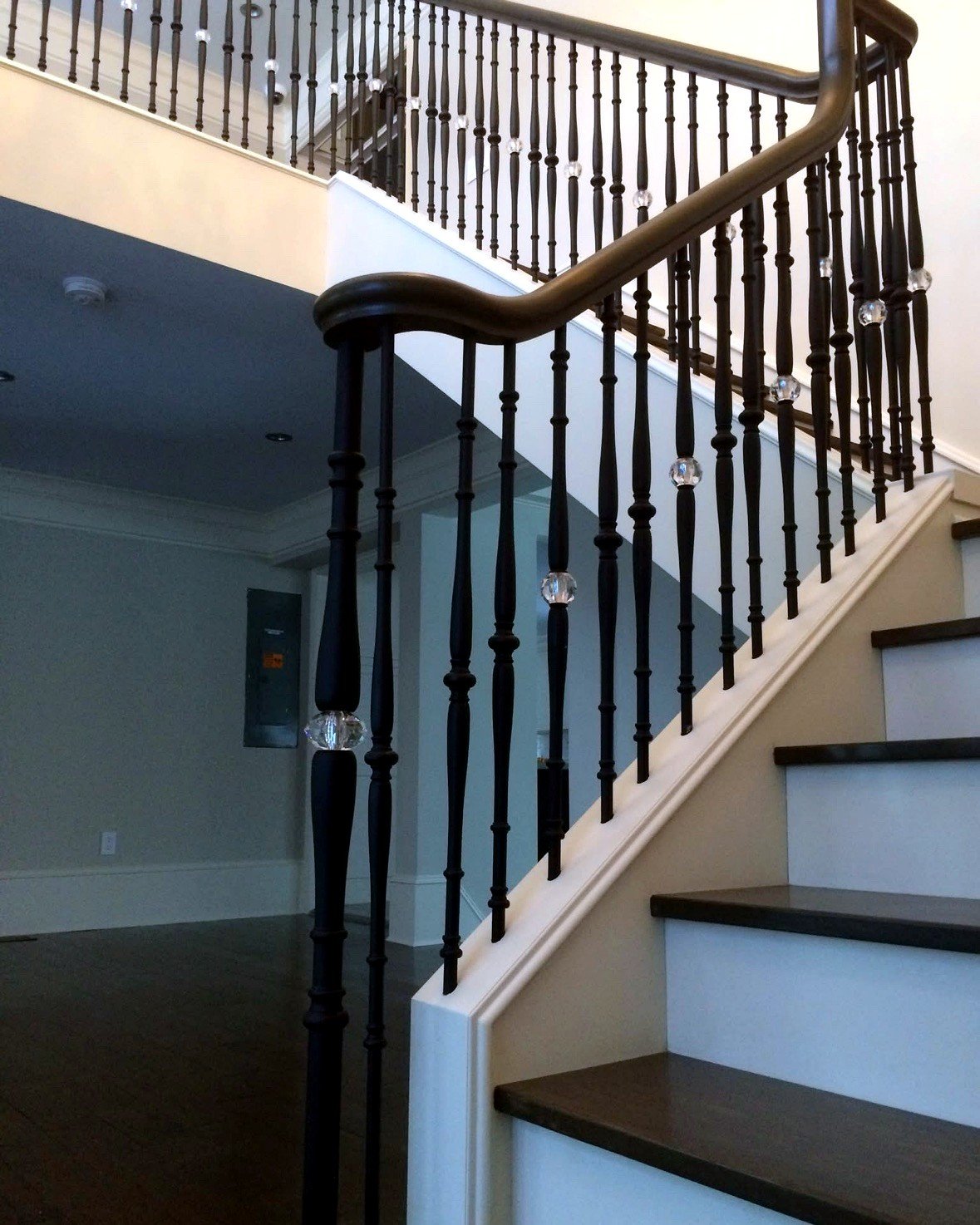 Turned spindles with crystal accents