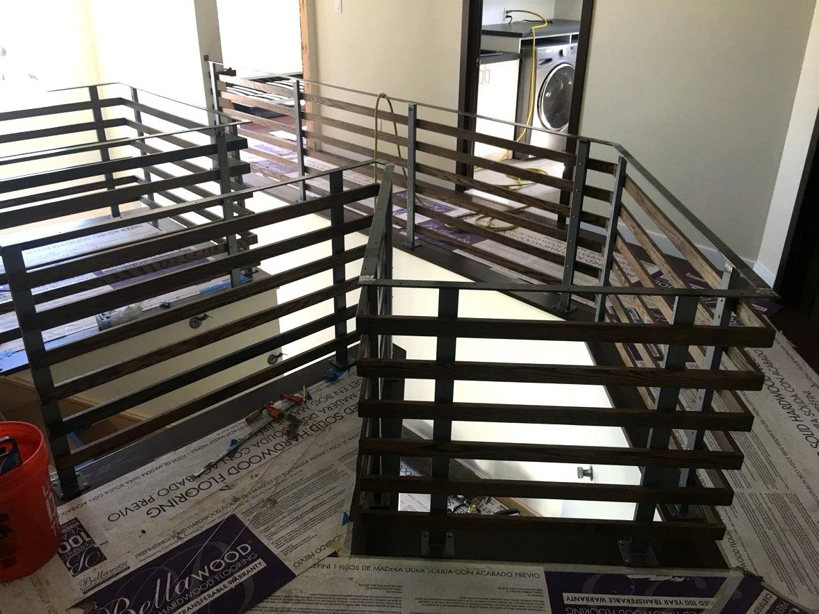 Wood slat railing