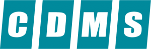 The image features the acronym 'CDMS' displayed in white uppercase letters on individual teal-colored rectangular blocks.