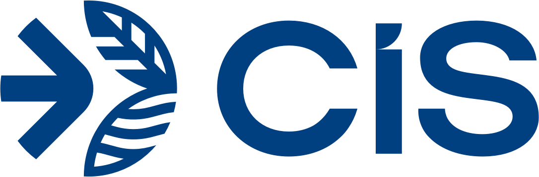 Logo of CIS, Center for Internet Security, featuring a stylized blue leaf and the text 'CIS' in bold blue letters.