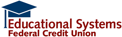 Logo for Educational Systems Federal Credit Union with a graduation cap icon